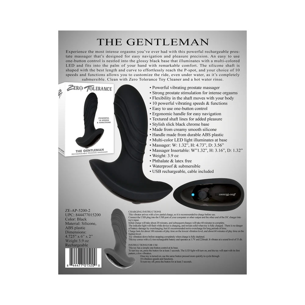 Zero Tolerance The Gentleman Rechargeable Vibrating Silicone Prostate Massager