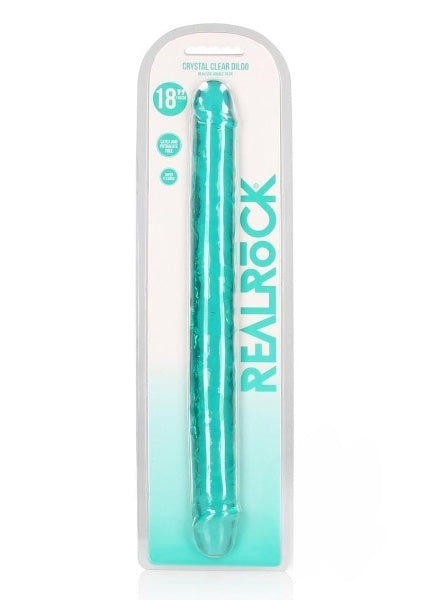 Shots RealRock Crystal Clear Double Dong 18 in. Dual-Ended Dildo