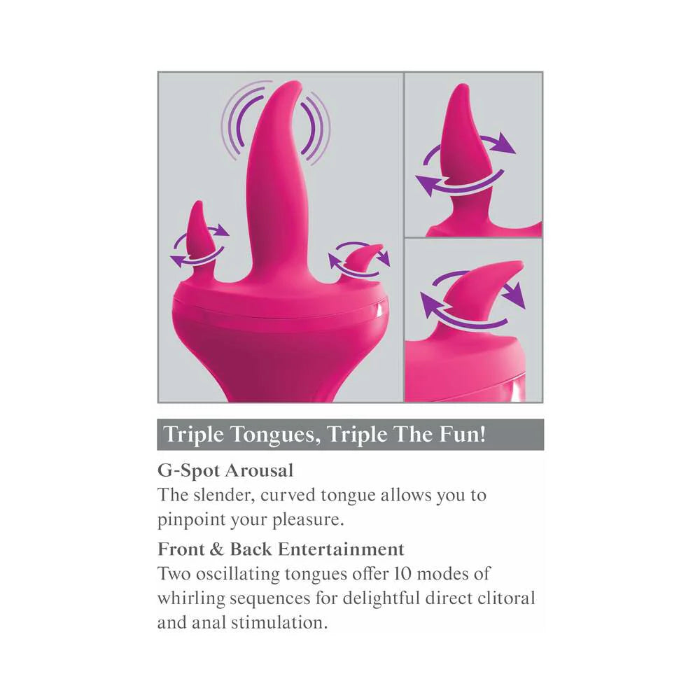 Pipedream 3Some Holey Trinity Triple Tongue Vibrator Rechargeable Silicone