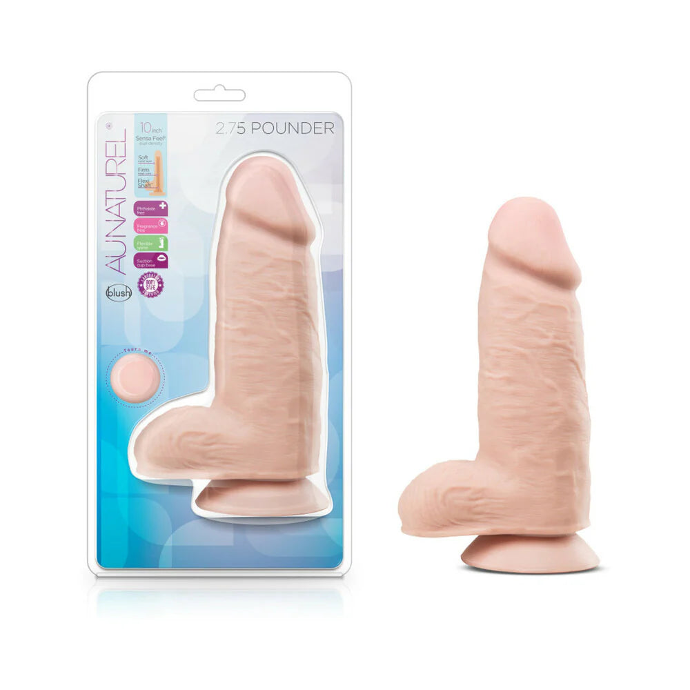 Blush Au Naturel 2.75 Pounder 10 in. Posable Dual Density Dildo with Balls & Suction Cup