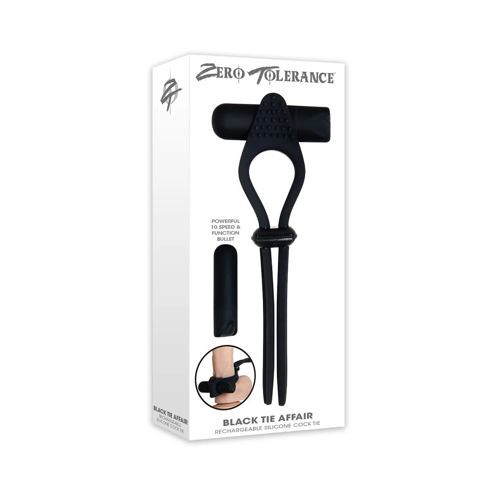 Zero Tolerance Black Tie Affair Rechargeable Silicone Cock Tie Cockring