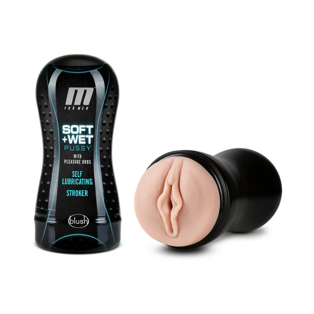 Blush M for Men Soft + Wet Pussy with Pleasure Orbs Self-Lubricating Vagina Stroker