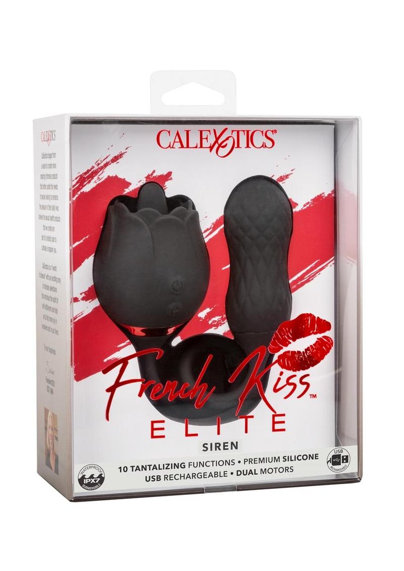 CalExotics French Kiss Elite Siren Rechargeable Silicone Vibrator with Clitoral Stimulator