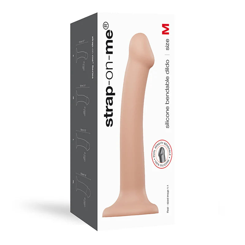 Strap-On-Me Bendable Dual-Density Silicone Suction Cup Dildo - Medium