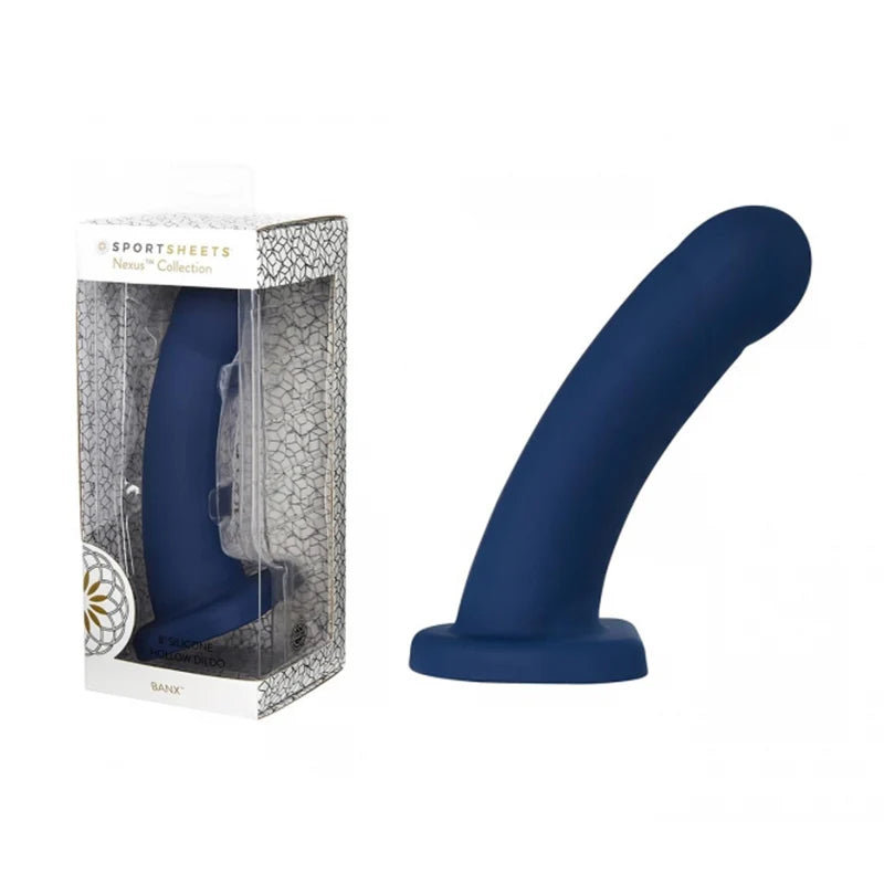 Sportsheets Nexus Collection Banx 8 in. Silicone Hollow Dildo Navy