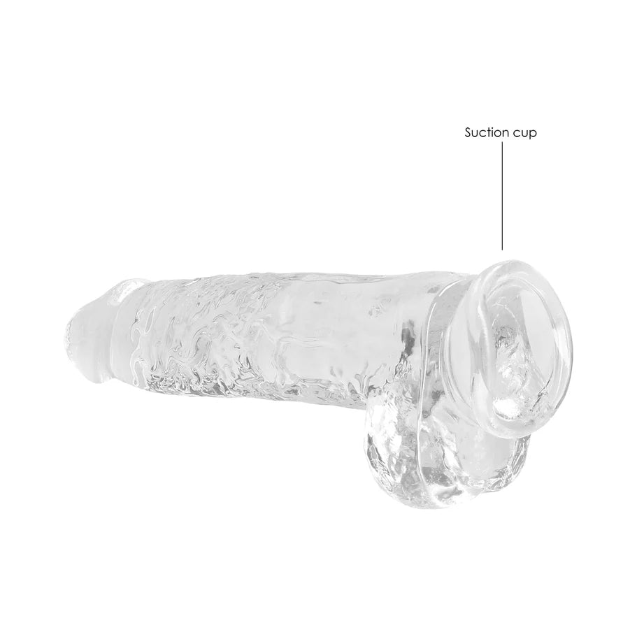 RealRock Crystal Clear Realistic 9 in. Dildo With Balls and Suction Cup