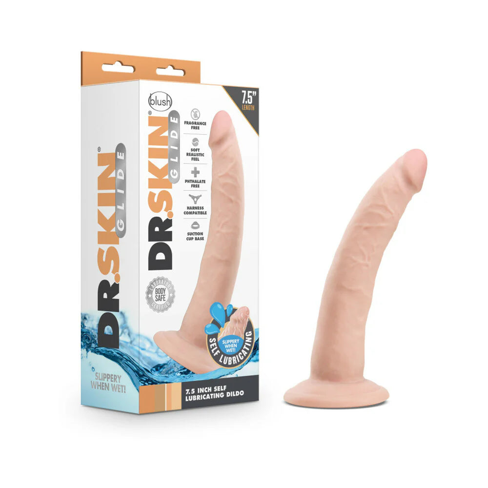 Blush Dr. Skin Glide Realistic 7.5 in. Self-Lubricating Dildo with Suction Cup