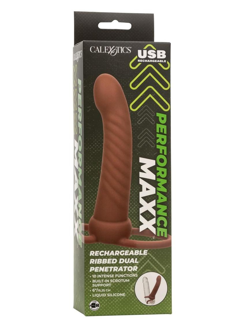 CalExotics Performance Maxx Rechargeable Silicone Ribbed Dual Penetrator Extender