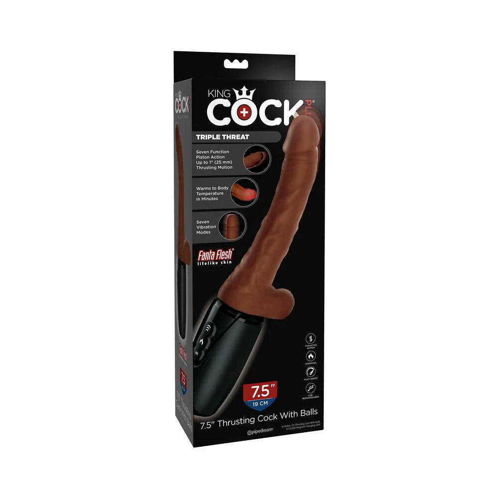 Pipedream King Cock Plus 7.5 in. Thrusting Cock With Balls Rechargeable Realistic Vibrator