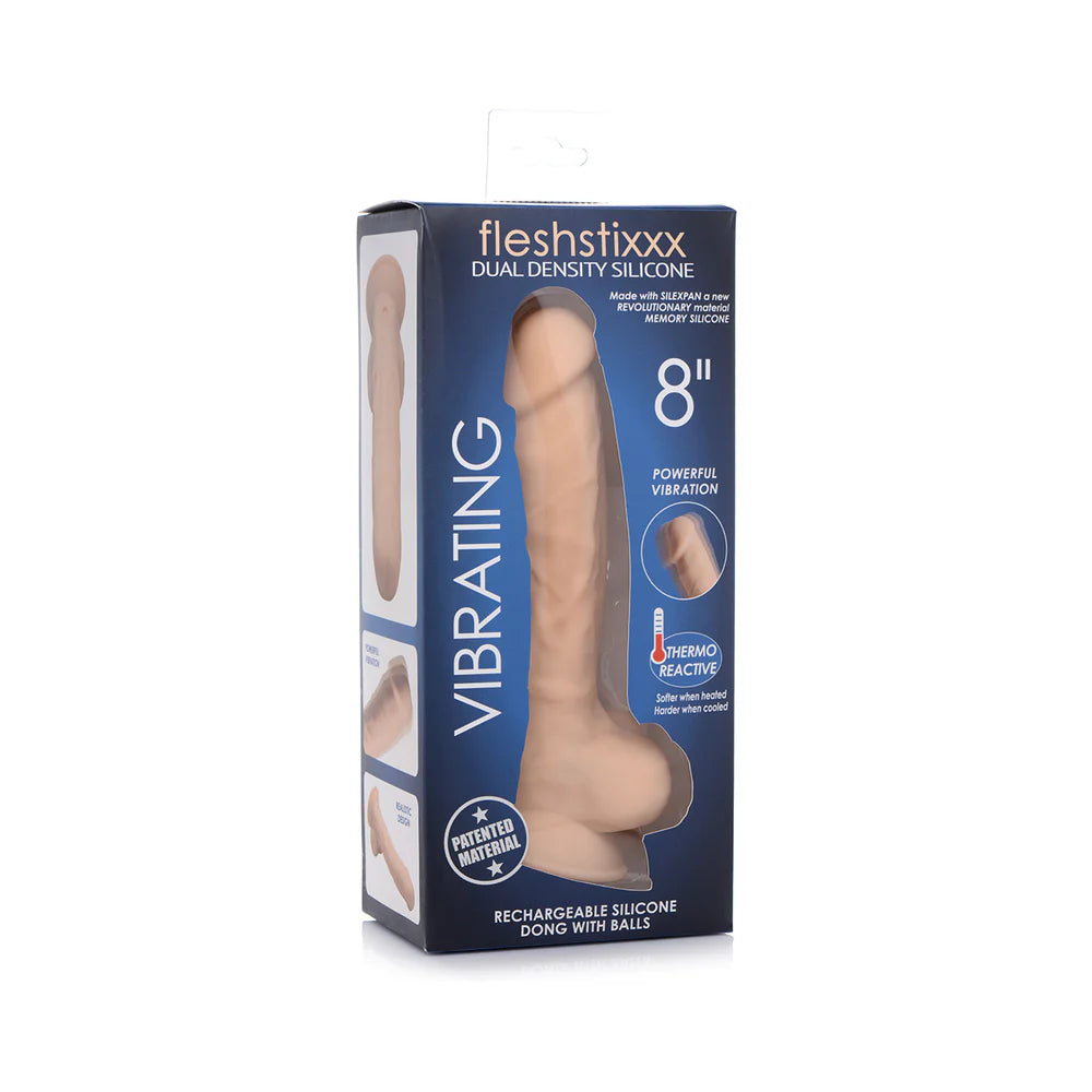 Curve Toys FLESHSTIXXX Rechargeable 8 in. Posable Vibrating Dildo with Balls & Suction Cup