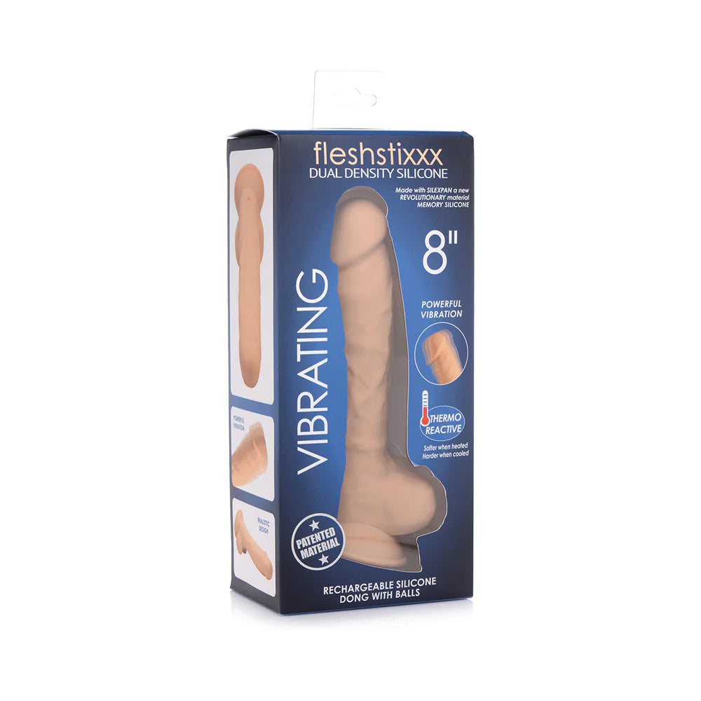 Curve Toys FLESHSTIXXX Rechargeable 8 in. Posable Vibrating Dildo with Balls & Suction Cup