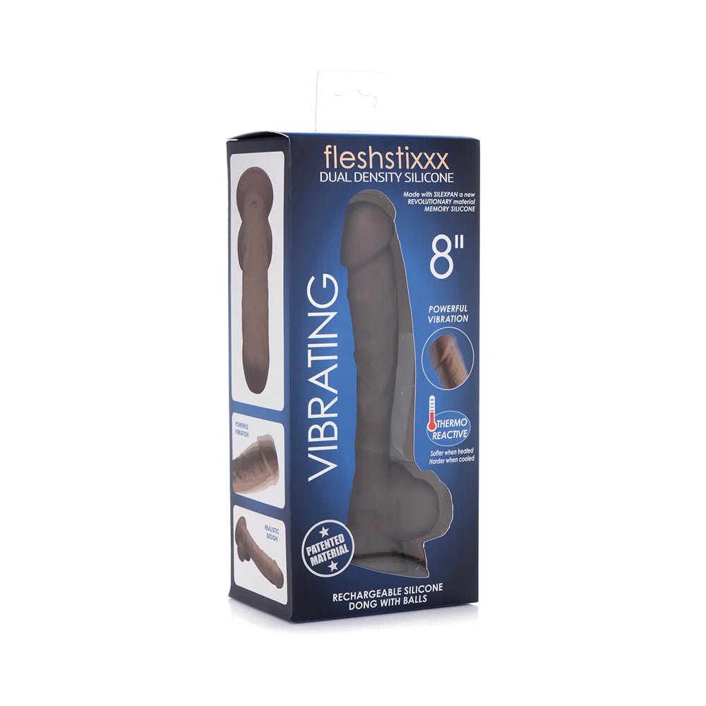 Curve Toys FLESHSTIXXX Rechargeable 8 in. Posable Vibrating Dildo with Balls & Suction Cup