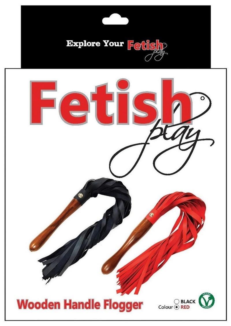 Rouge Fetish Play Wooden Handle Vegan Leather Flogger