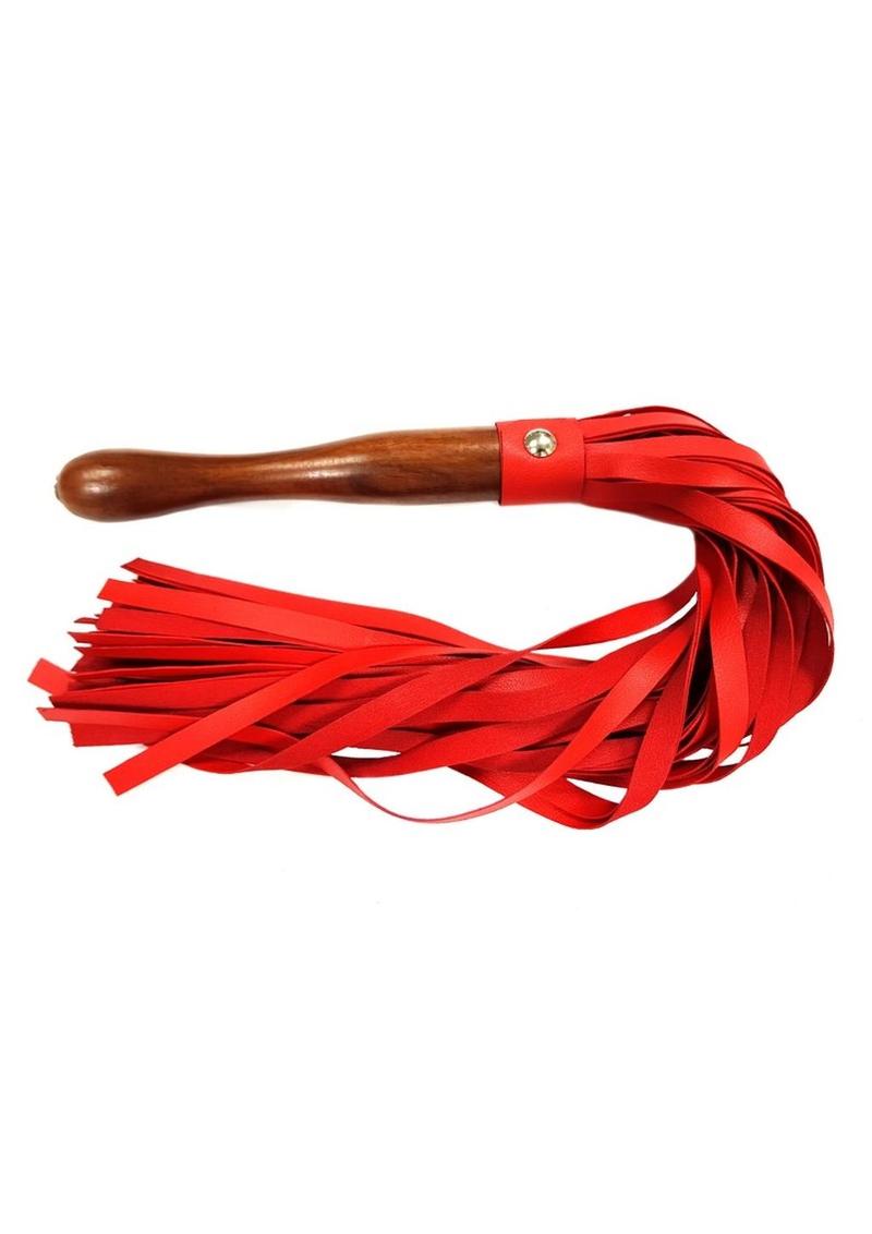 Rouge Fetish Play Wooden Handle Vegan Leather Flogger