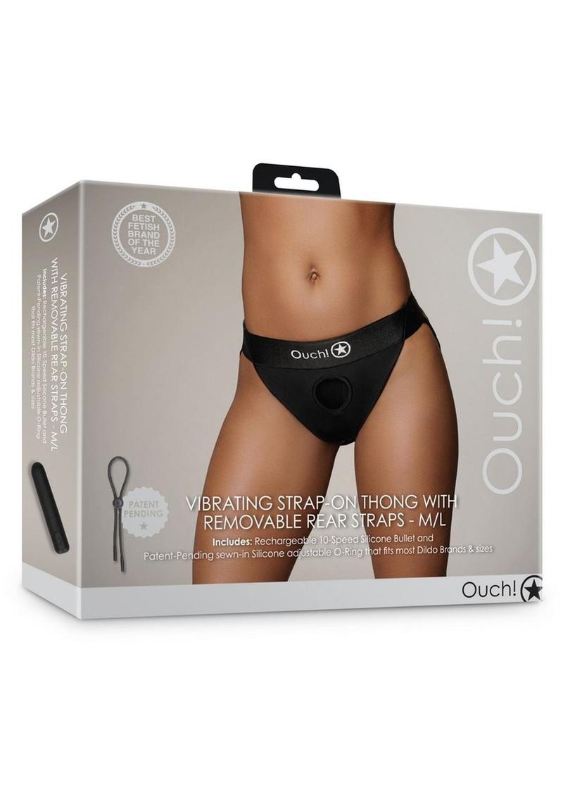 Ouch! Vibrating Strap-On Thong with Removable Butt Straps Rechargeable