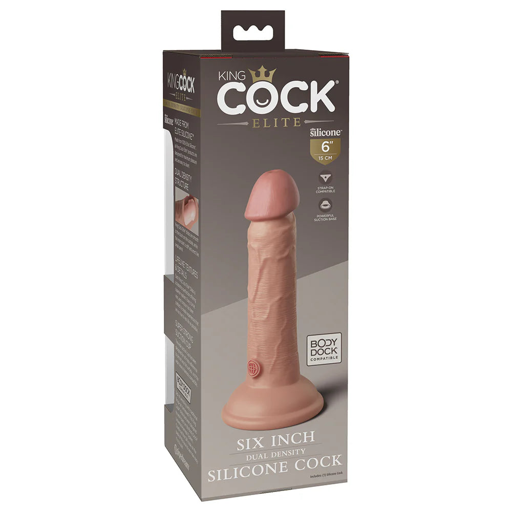 Pipedream King Cock Elite 6 in. Dual Density Silicone Cock Realistic Dildo With Suction Cup