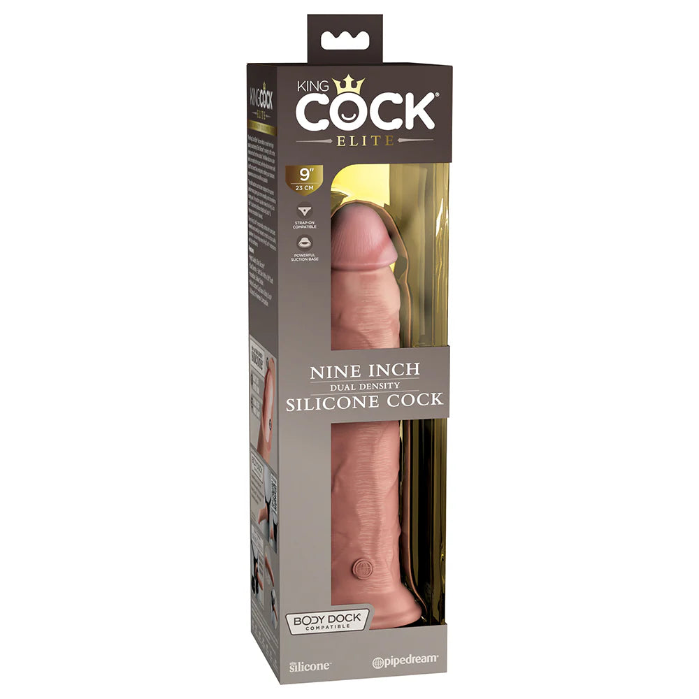 Pipedream King Cock Elite 9 in. Dual Density Silicone Cock Realistic Dildo With Suction Cup