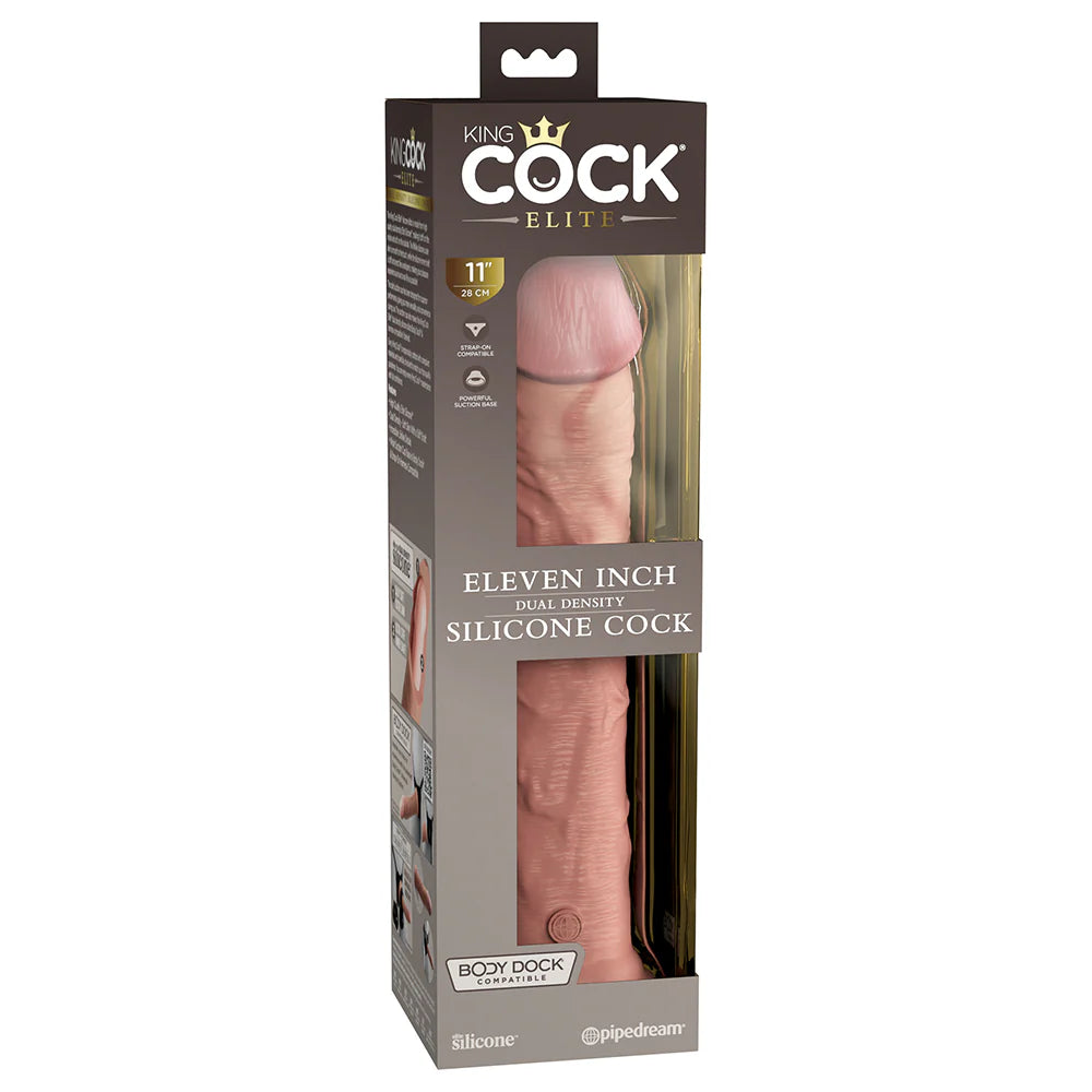 Pipedream King Cock Elite 11 in. Dual Density Silicone Cock Realistic Dildo With Suction Cup