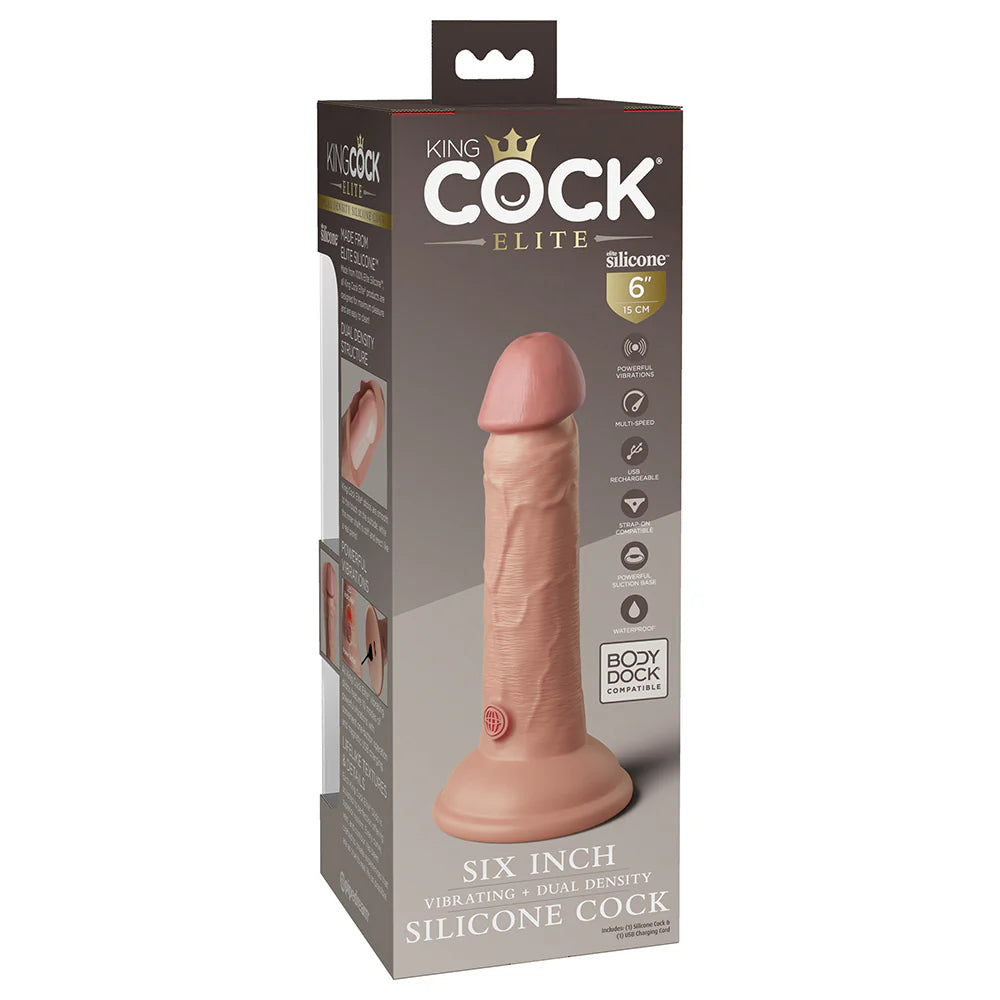 Pipedream King Cock Elite 6 in. Vibrating Realistic Dildo With Suction Cup