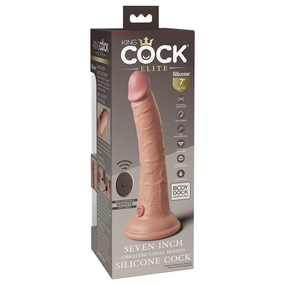 Pipedream King Cock Elite 7 in. Vibrating Realistic Dildo With Suction Cup