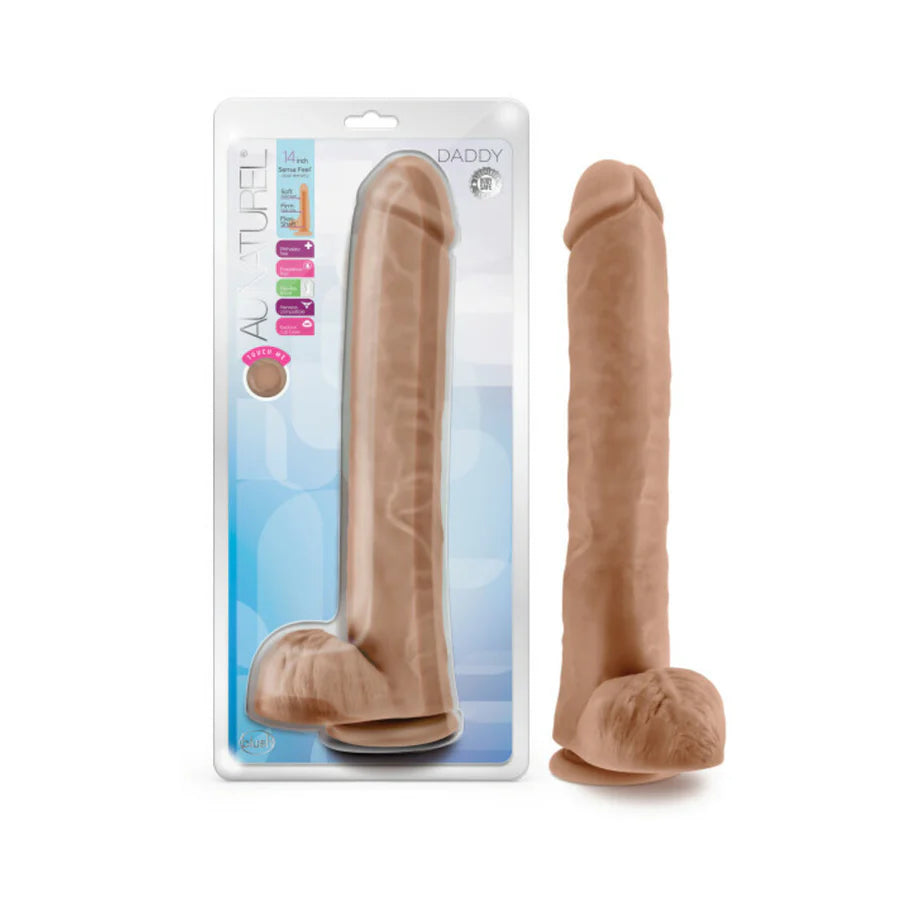 Blush Au Naturel Daddy 14 in. Posable Dual Density Dildo with Balls & Suction Cup