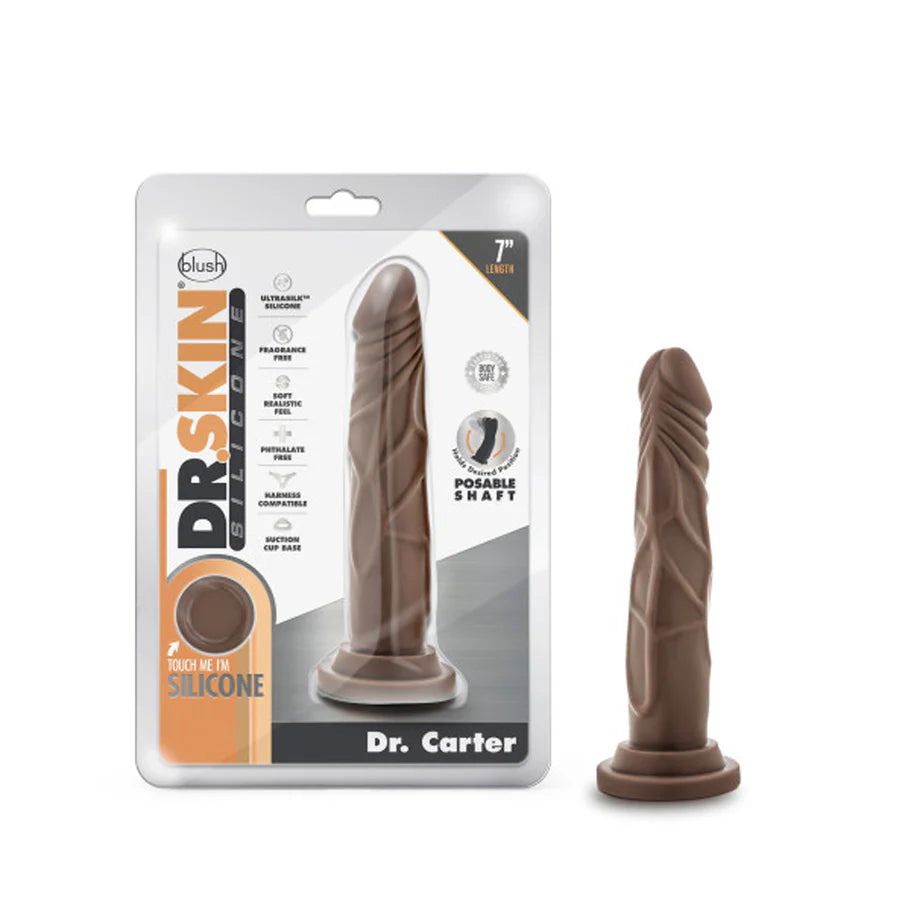 Blush Dr. Skin Silicone Dr. Carter Realistic 7 in. Posable Dildo with Suction Cup