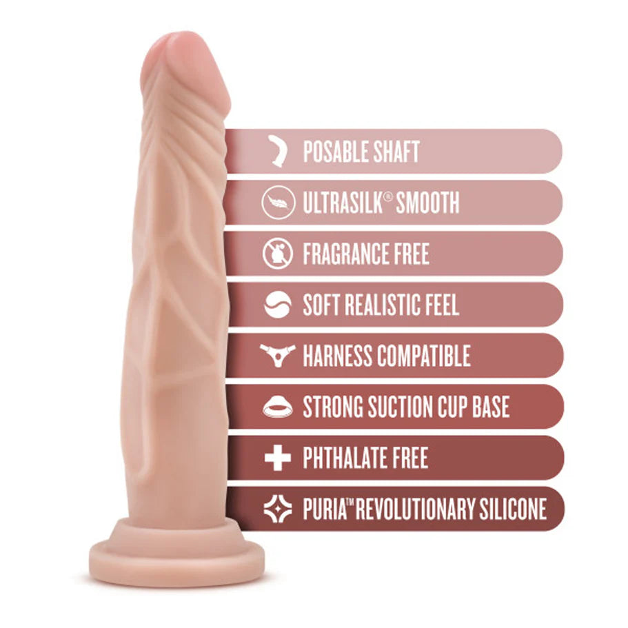 Blush Dr. Skin Silicone Dr. Carter Realistic 7 in. Posable Dildo with Suction Cup