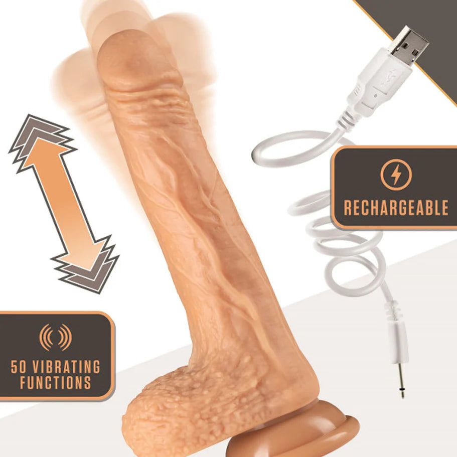 Blush Dr. Skin Dr. Grey Remote-Controlled 7 in. Thumping Dildo with Balls