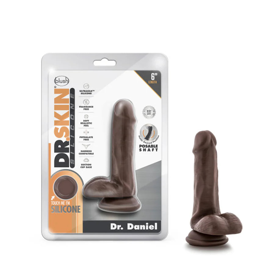 Blush Dr. Skin Silicone Dr. Daniel Realistic 6 in. Posable Dildo with Balls & Suction Cup