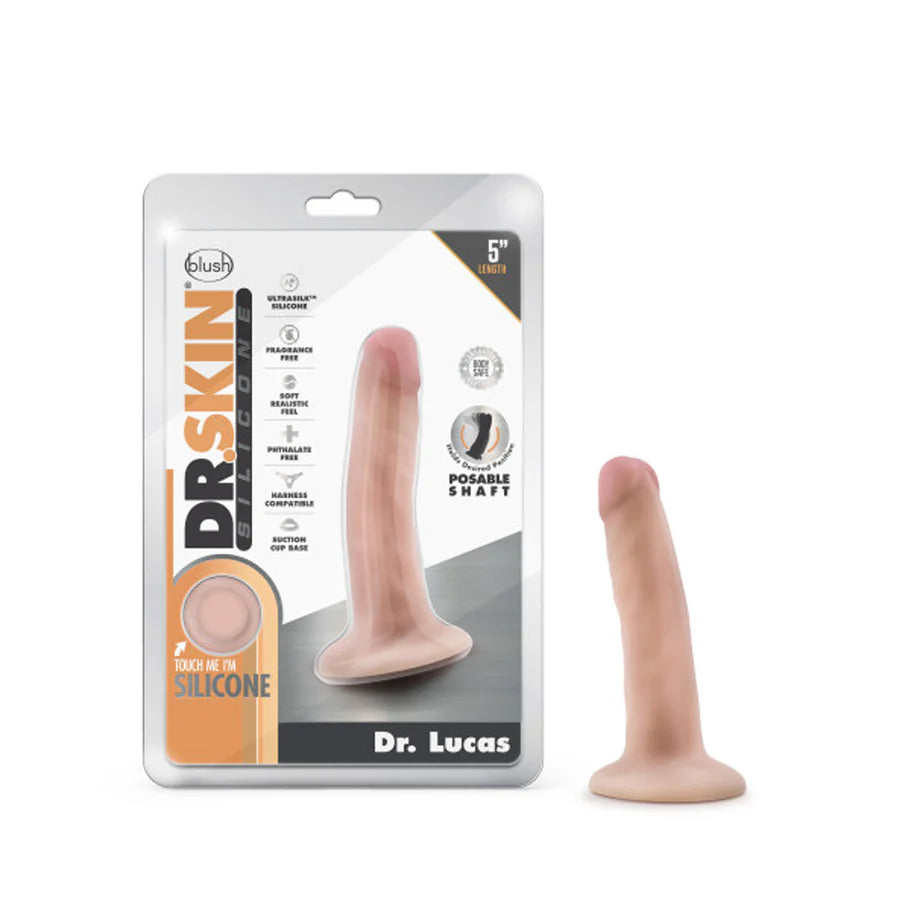 Blush Dr. Skin Silicone Dr. Lucas Realistic 5 in. Posable Dildo with Suction Cup