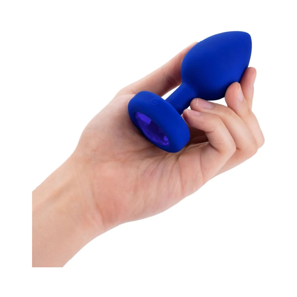 b-Vibe Vibrating Jewel Rechargeable Remote-Controlled Anal Plug with Gem Base Blue Sapphire L/XL