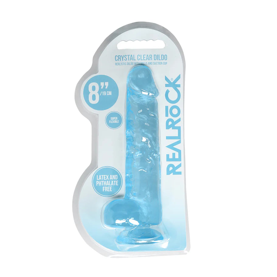 RealRock Crystal Clear Realistic 8 in. Dildo With Balls and Suction Cup