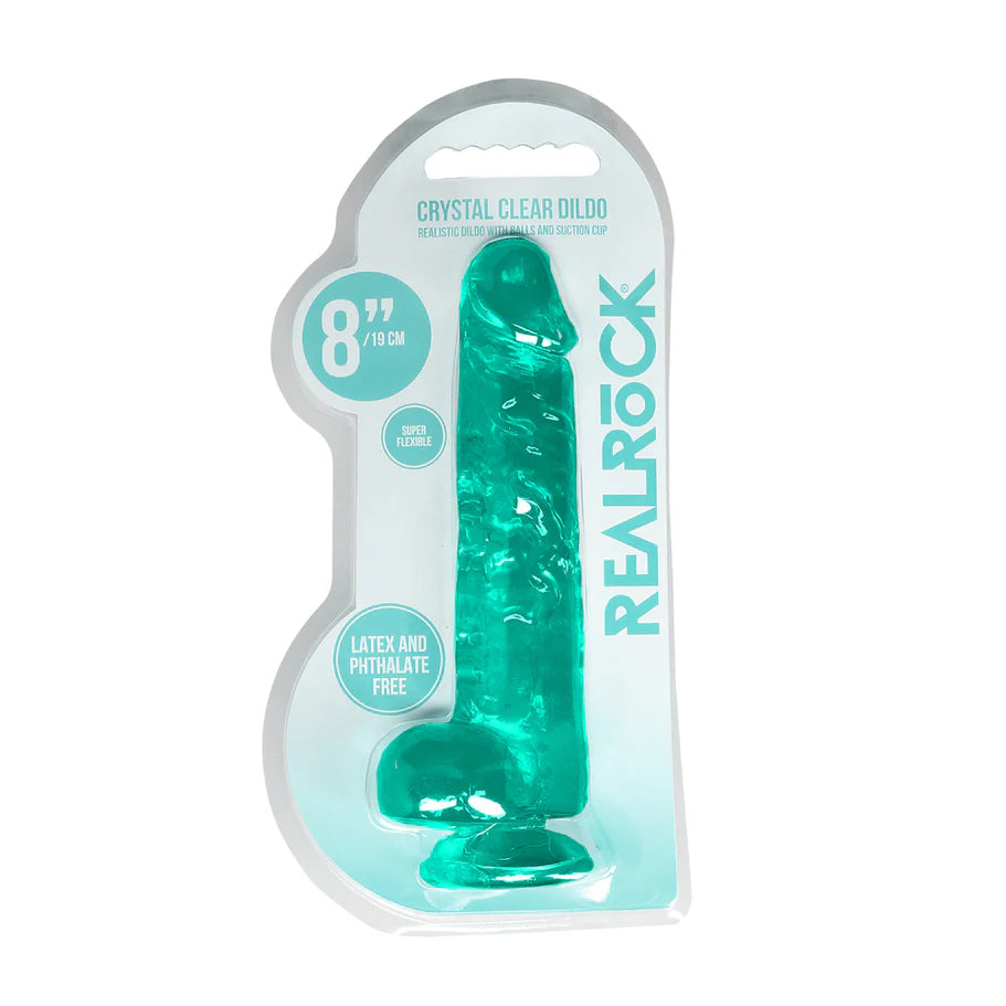 RealRock Crystal Clear Realistic 8 in. Dildo With Balls and Suction Cup