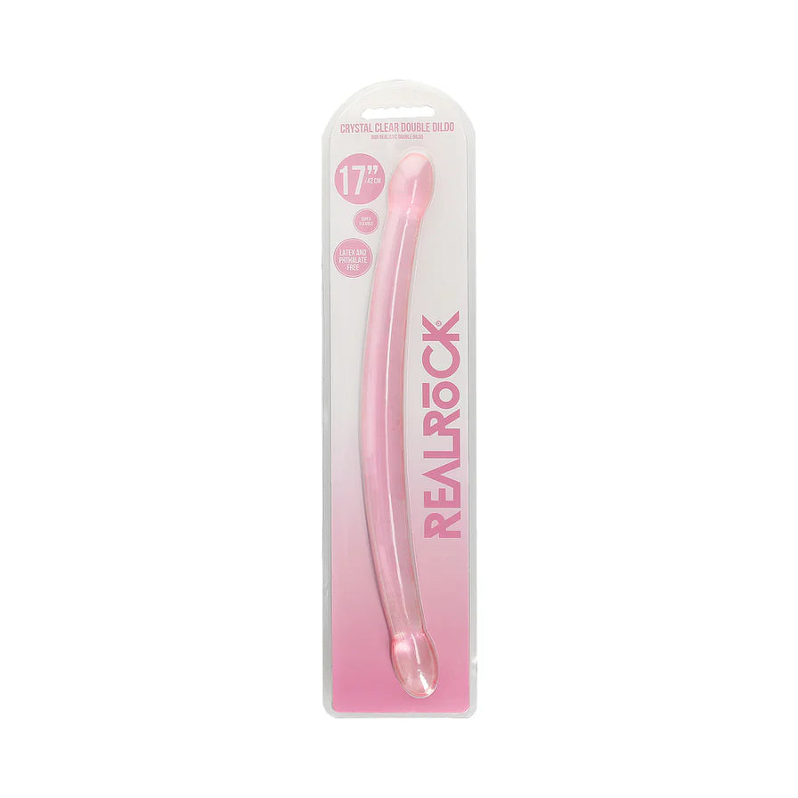 RealRock Crystal Clear Non-Realistic 17 in. Double Dildo