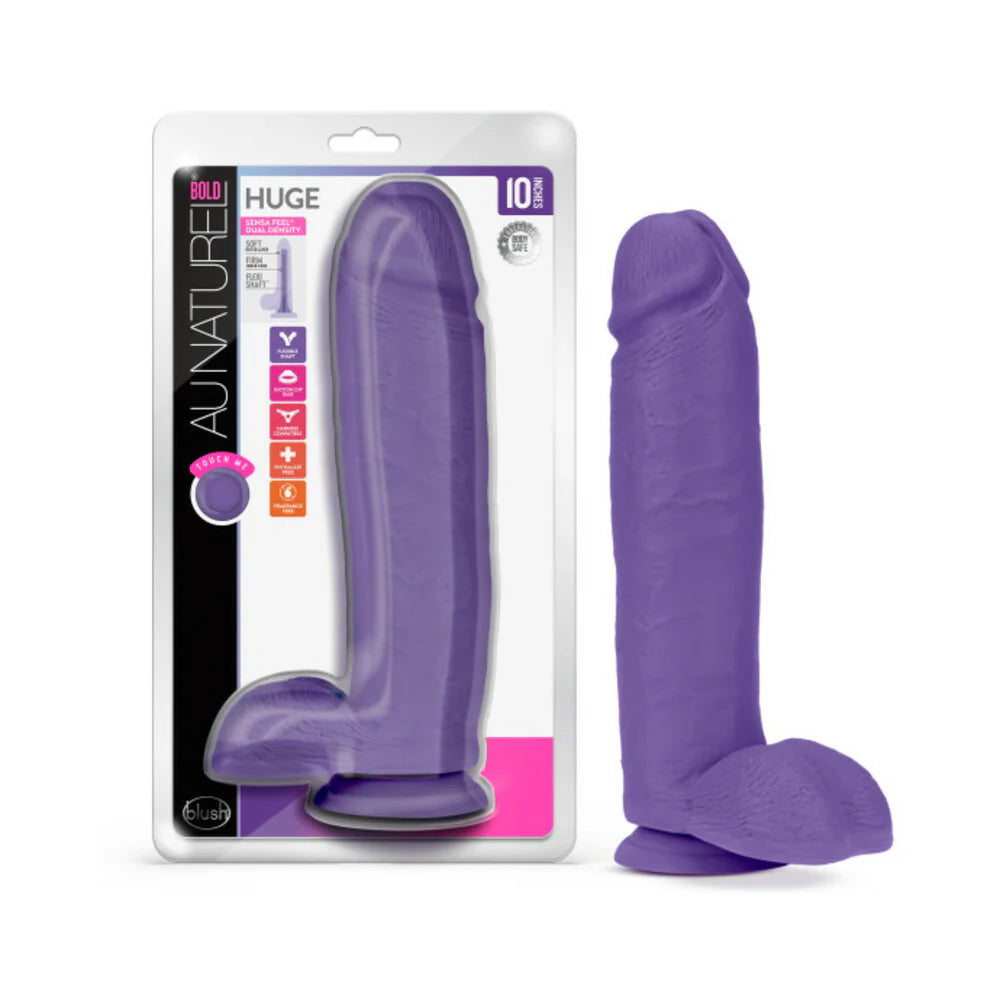 Blush Au Naturel Bold Huge 10 in. Posable Dual Density Dildo with Balls & Suction Cup