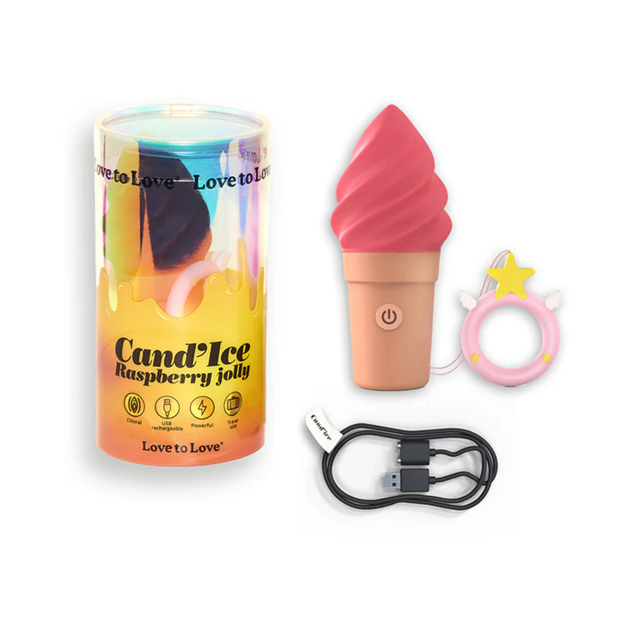 Love to Love Cand'Ice Raspberry Jolly Rechargeable Silicone Ice Cream Vibrator