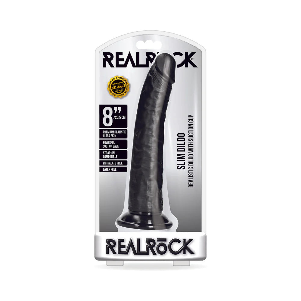 RealRock Realistic 8 in. Slim Dildo With Suction Cup