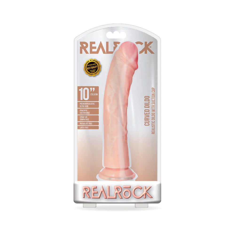 RealRock Realistic 10 in. Curved Dildo With Suction Cup