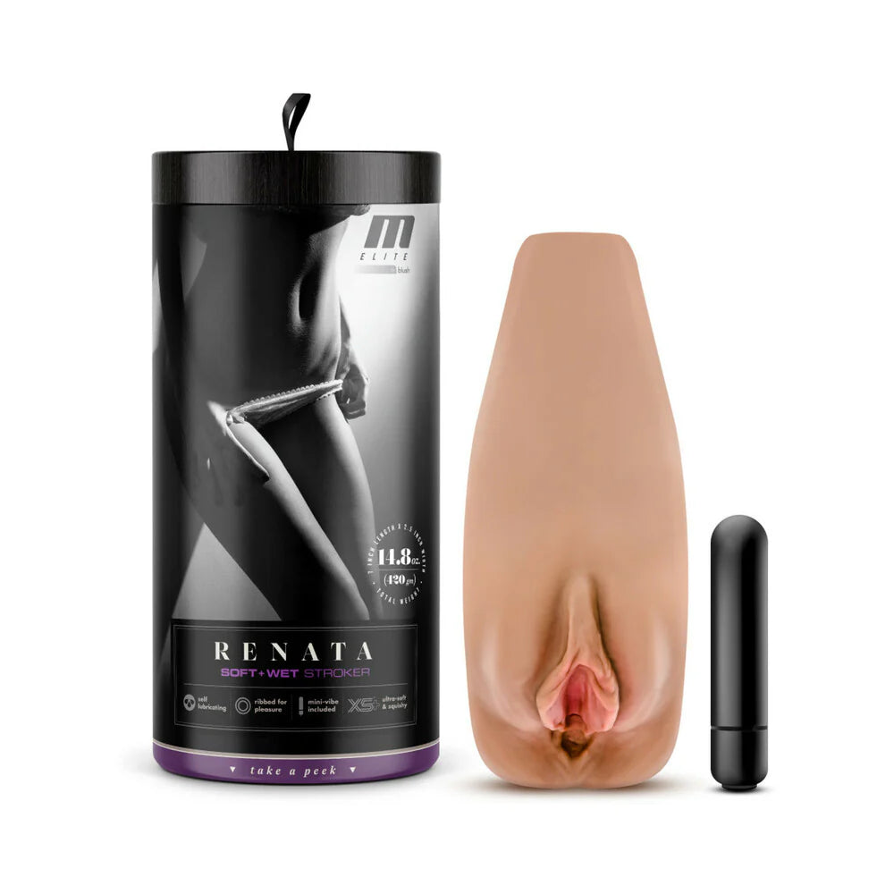 Blush M Elite Soft + Wet Renata Vagina Stroker with Bullet Vibrator