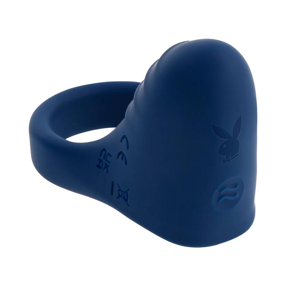 Playboy Pleasure Point Rechargeable Cockring Silicone Navy Blue