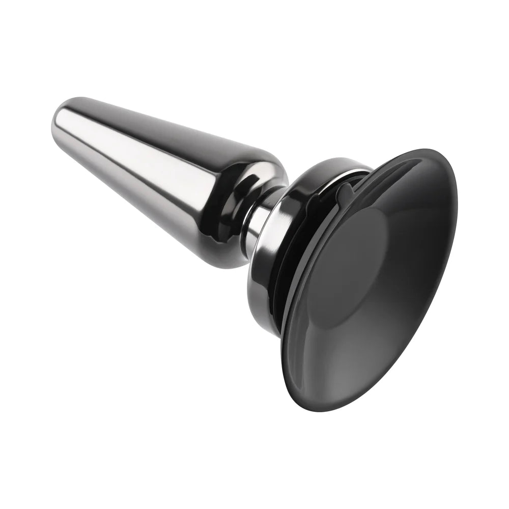 Evolved Advanced Metal Plug Rechargeable Vibrating Chrome Anal Plug with Suction Cup Base