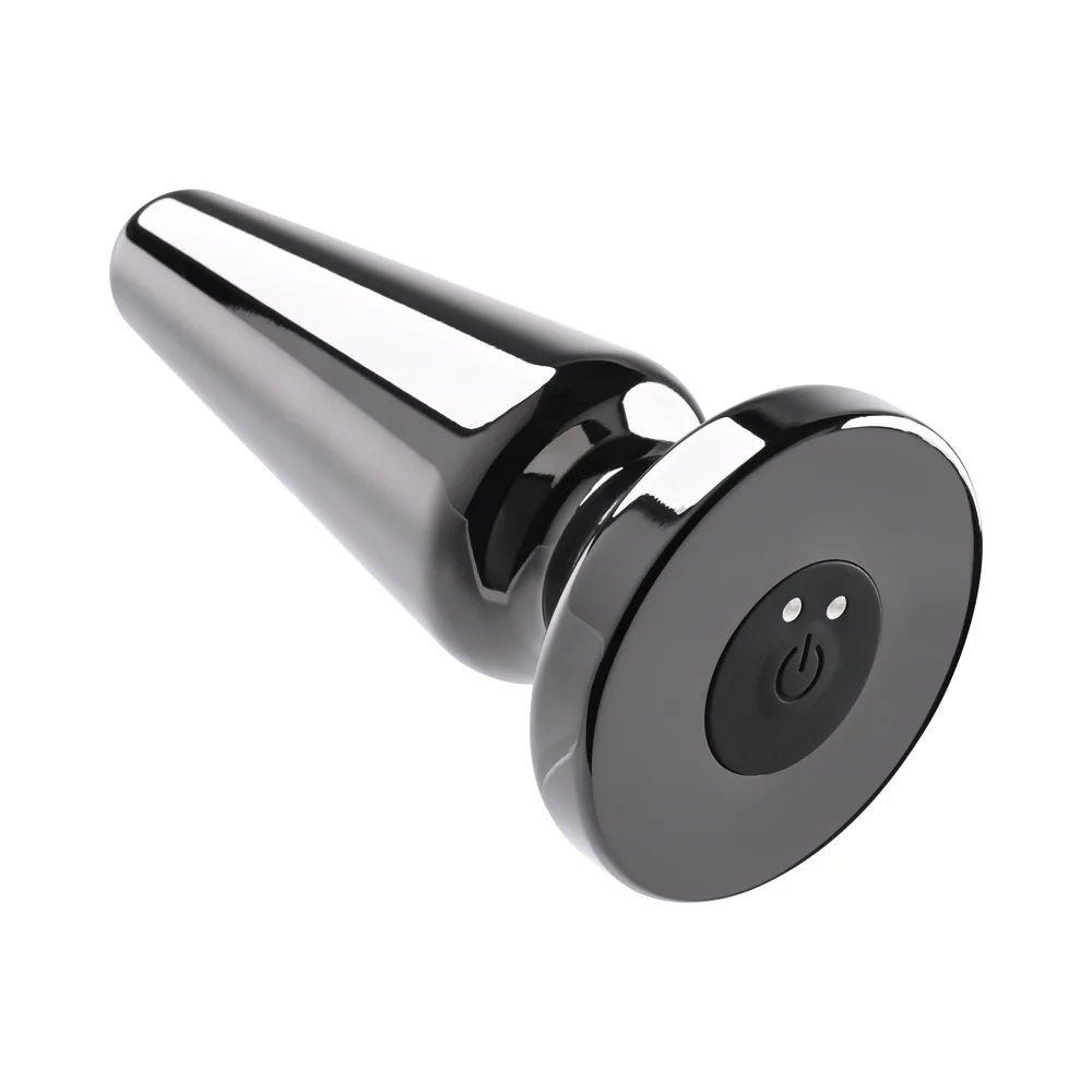 Evolved Advanced Metal Plug Rechargeable Vibrating Chrome Anal Plug with Suction Cup Base