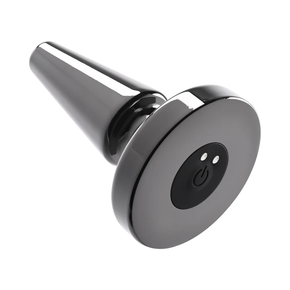 Evolved Beginner Metal Plug Rechargeable Vibrating Chrome Anal Plug with Suction Cup Base