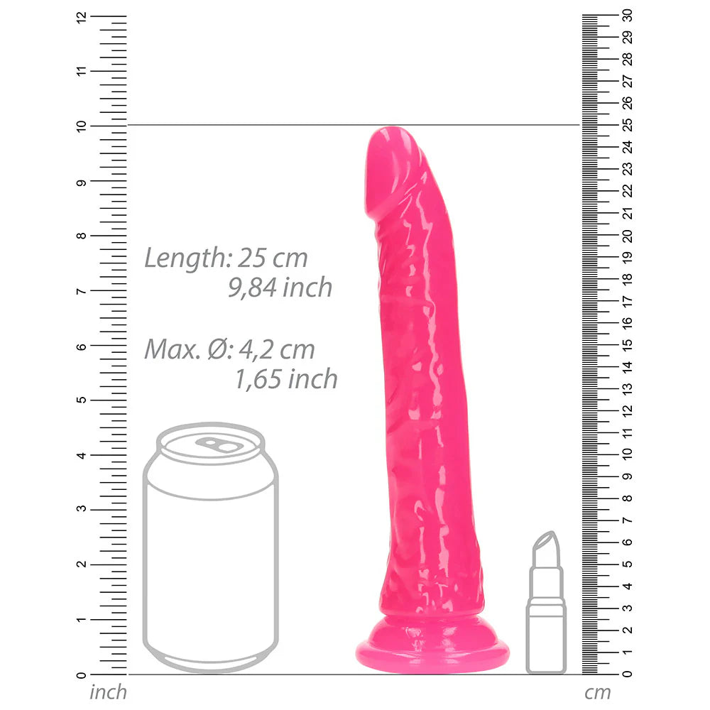 RealRock Glow in the Dark Slim 9 in. Dildo