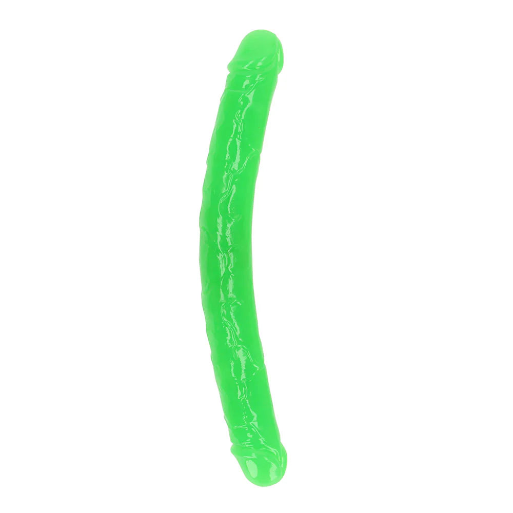 Shots RealRock Glow in the Dark Double Dong 15 in. Dual-Ended Dildo