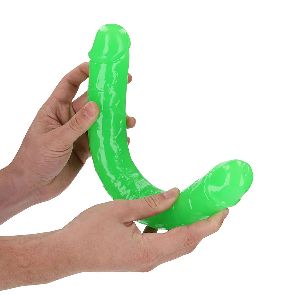 Shots RealRock Glow in the Dark Double Dong 15 in. Dual-Ended Dildo