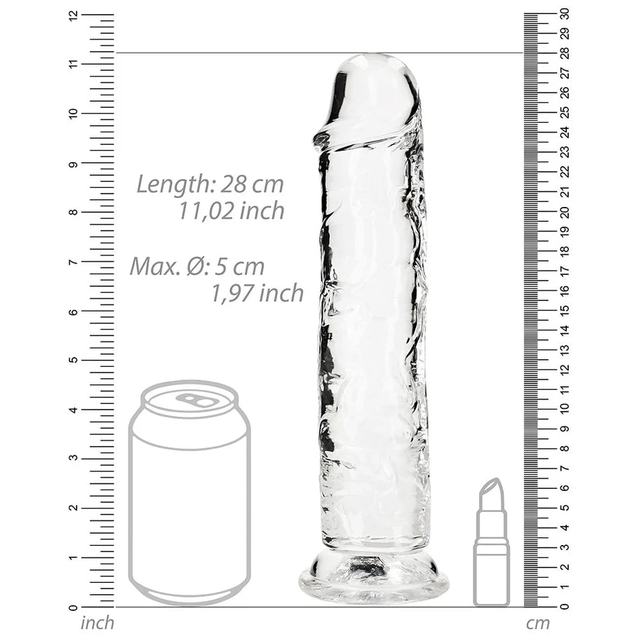 RealRock Crystal Clear Straight 10 in. Dildo Without Balls