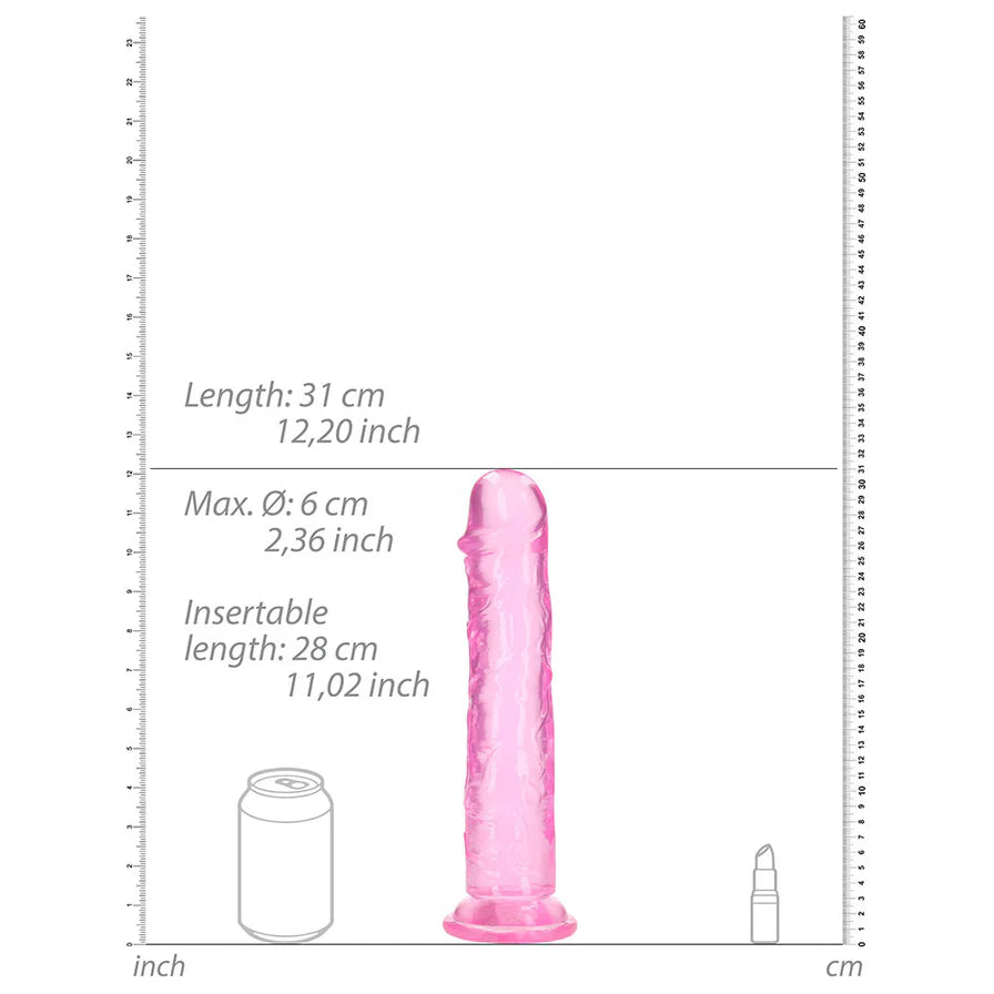 RealRock Crystal Clear Straight 11 in. Dildo Without Balls