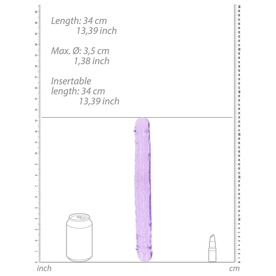 RealRock Crystal Clear Double Dong 13 in. Dual-Ended Dildo