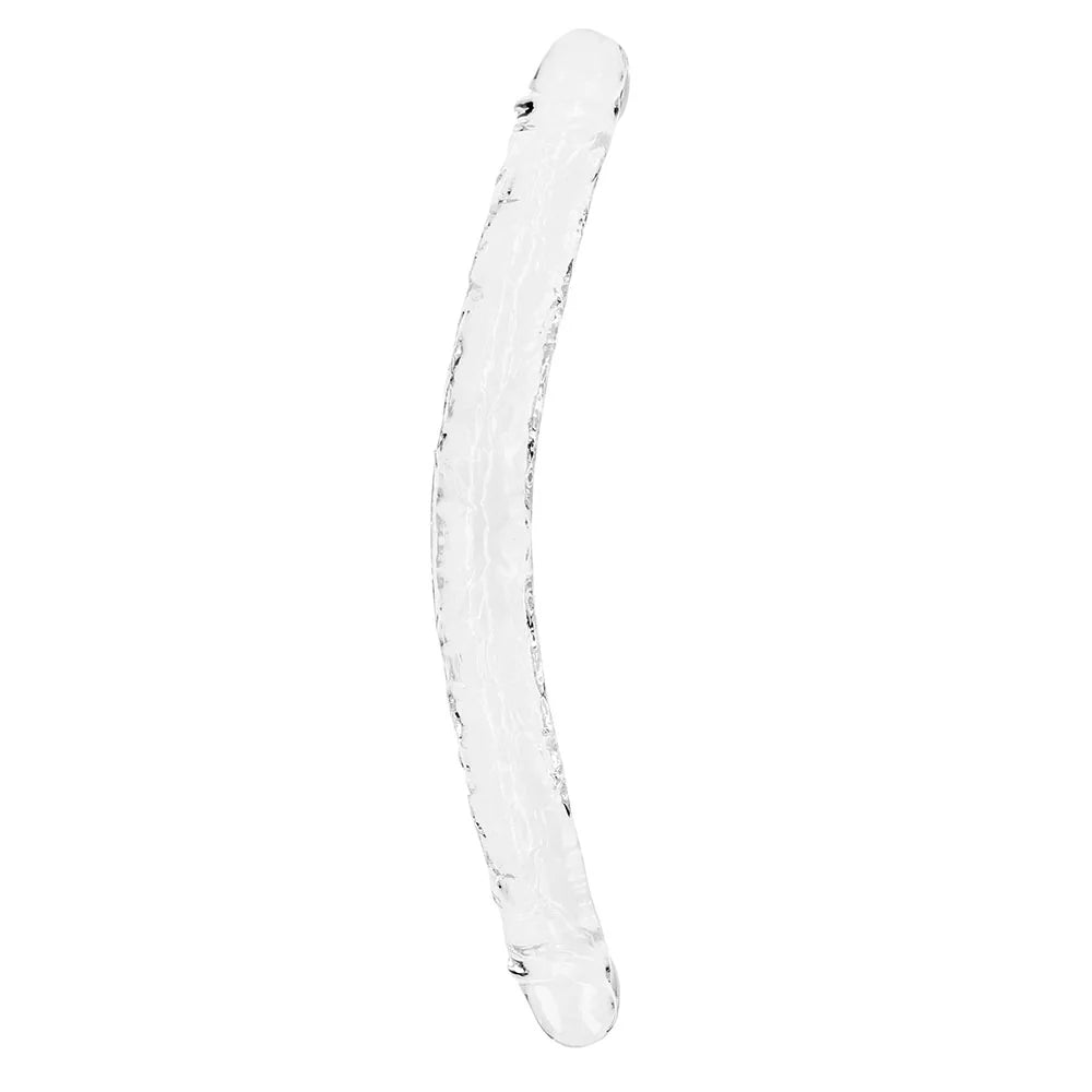 Shots RealRock Crystal Clear Double Dong 18 in. Dual-Ended Dildo